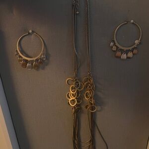 Elegant Y2K Gold Hoop Earrings and Necklace Set